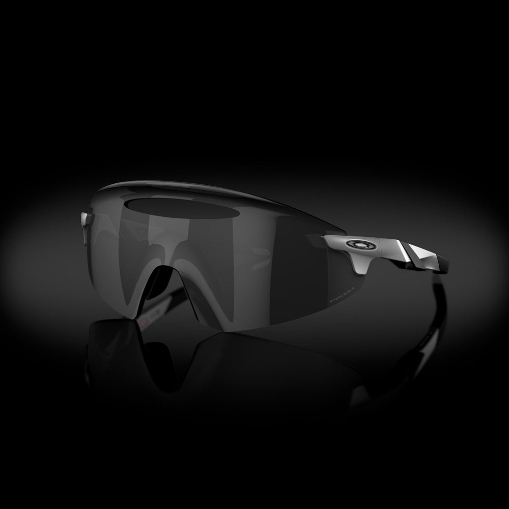 Oakley Encoder Ellipse sports sunglasses with silver frame and dark Prizm lenses