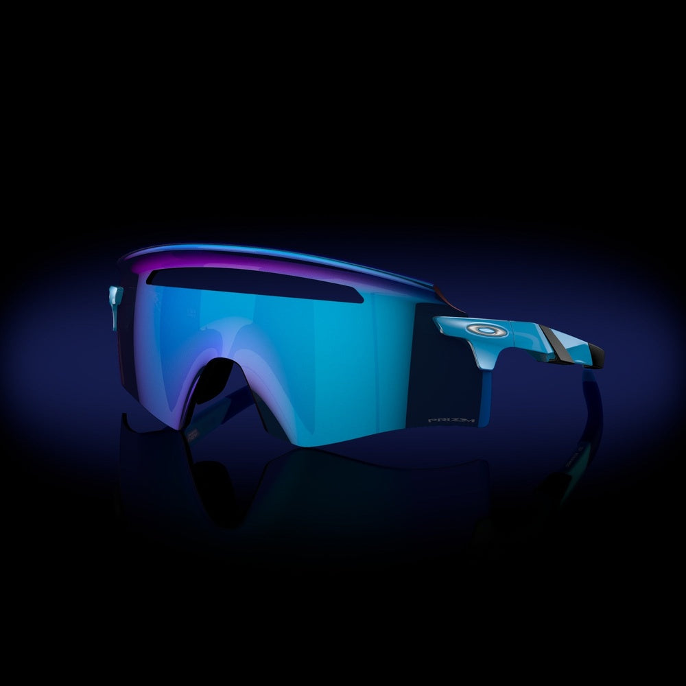 Oakley Encoder Squared sunglasses with sky blue frame and prizm sapphire lenses