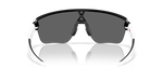 Oakley Corridor SQ sunglasses rear view, matte black frame with white temples and Prizm Black lens