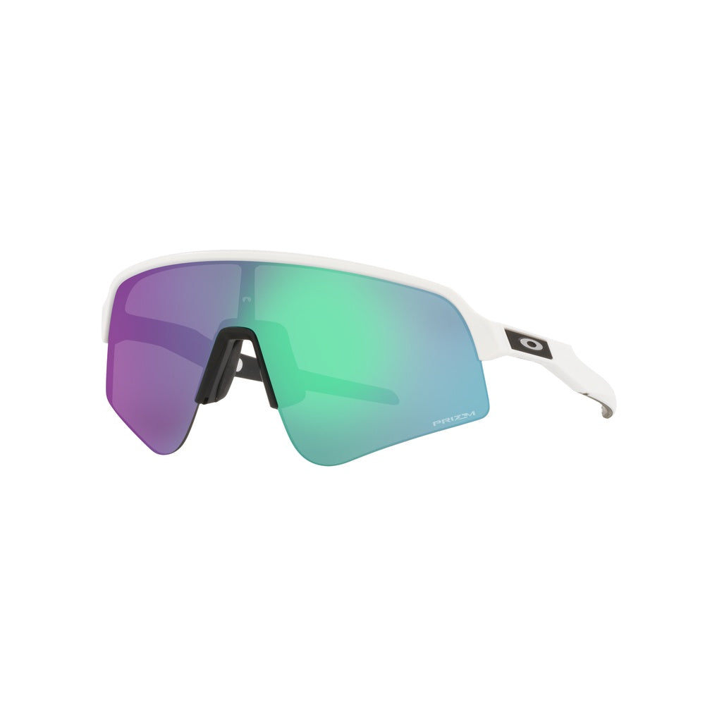 Oakley Sutro Lite Sweep sunglasses in matte white with colorful prizm road lens