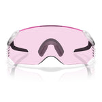 Oakley Kato sunglasses with clear frame and pink prizm lens on white background