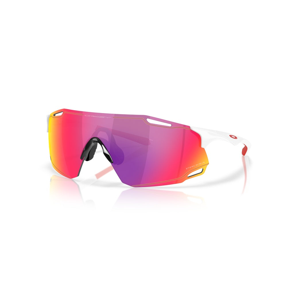 Oakley CYBR DYNO sunglasses in white with colorful prizm road lens