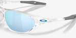 Oakley Cage Jacket sunglasses with matte clear frame and Prizm deep water polarized blue lenses