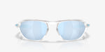 Oakley Cage Jacket sunglasses with clear frame and blue Prizm Deep Water lenses, front view