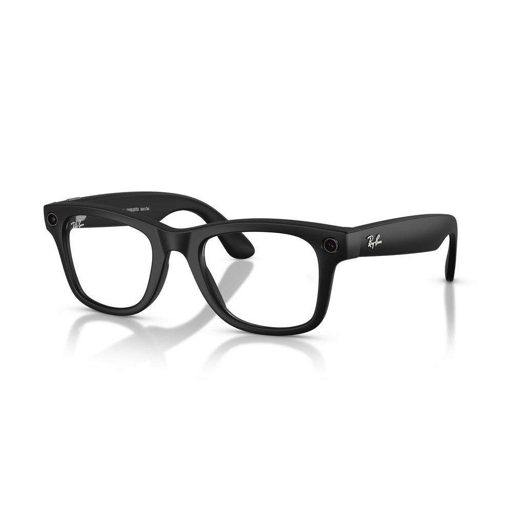 Ray-Ban Meta Wayfarer smart glasses in matte black with clear lenses