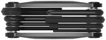 Lezyne RAP II 6 multi-tool black folded flat end profile view showing all tools