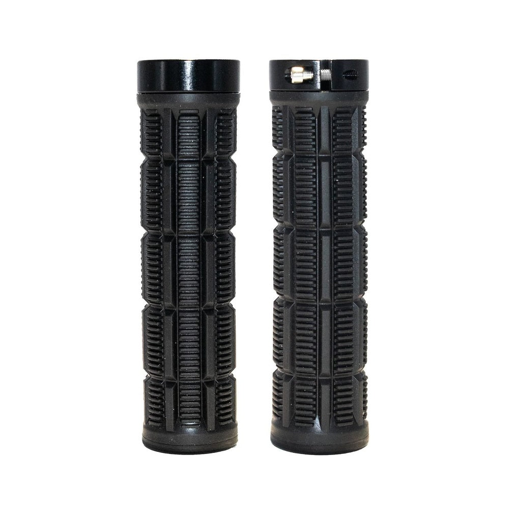 Two black Hi-Line GR2 performance bicycle grips with textured grip pattern
