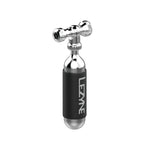 Lezyne Control Drive CO2 inflator head with black cartridge and chrome mechanism