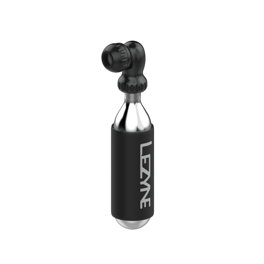 Lezyne Twin Speed Drive CO2 inflator head in black with silver cartridge