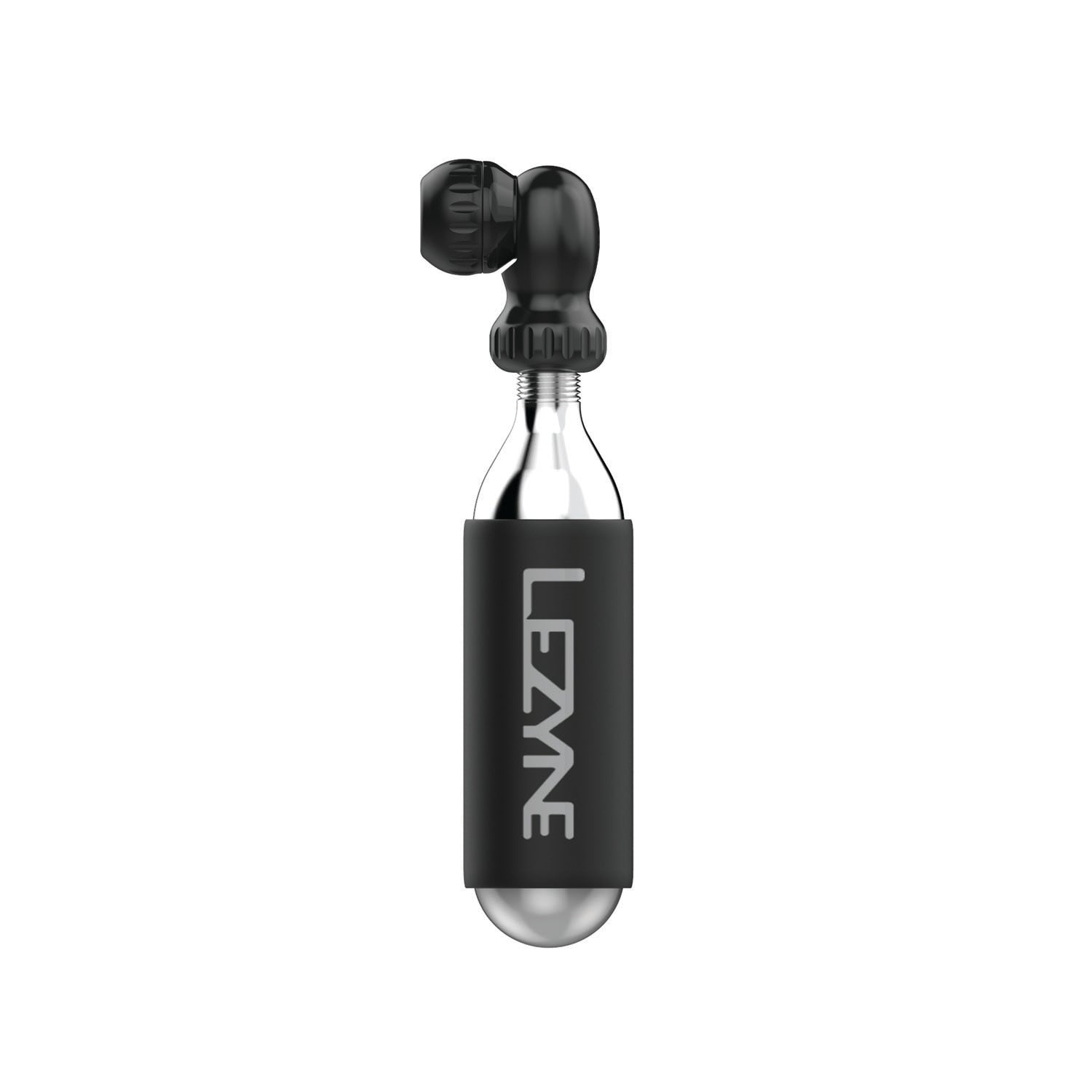 Lezyne Twin Speed Drive CO2 inflator head in black with threaded cartridge attachment