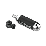 Lezyne Twin Speed Drive CO2 inflator head in black with silver threading and valve caps