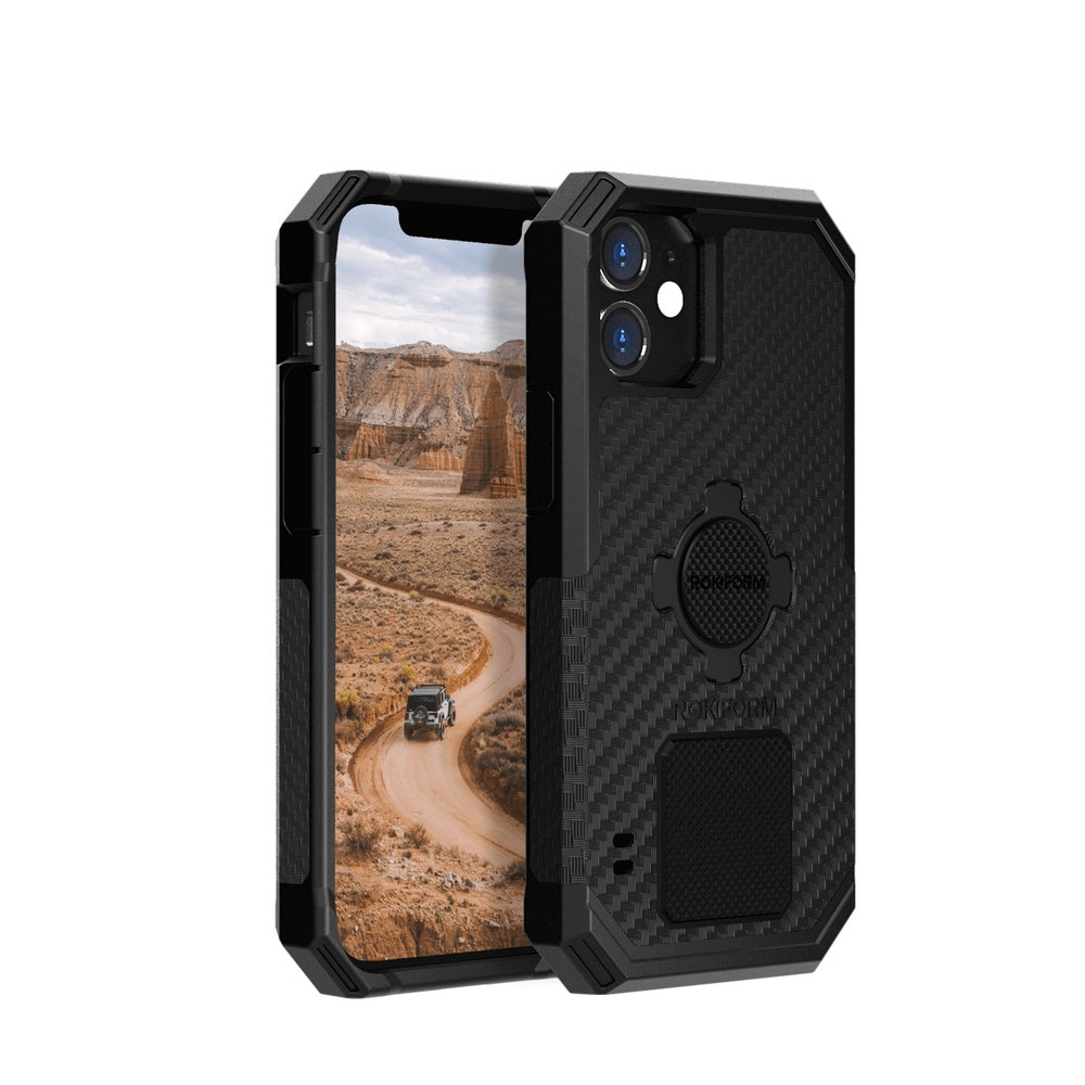 Rokform black carbon fiber iPhone 12 Mini case with magnetic mount and rugged protection