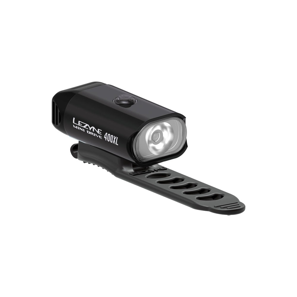 Lezyne Mini Drive 400XL black bicycle front light with mounting bracket