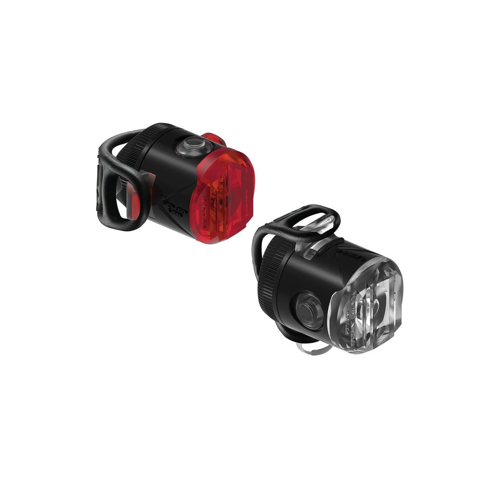Lezyne FEMTO USB bicycle light set with front white light and rear red light