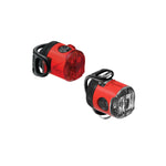 Lezyne Femto USB bike light set with red and black design on white background