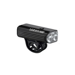 Lezyne Macro Drive 1400+ front bicycle light in satin black, angled view showing mount