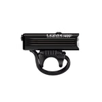 Lezyne Macro Drive 1400+ front bicycle light in satin black, side profile view with mount