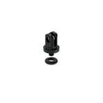 Black Lezyne GoPro LED adapter with mounting bracket and washer on white background