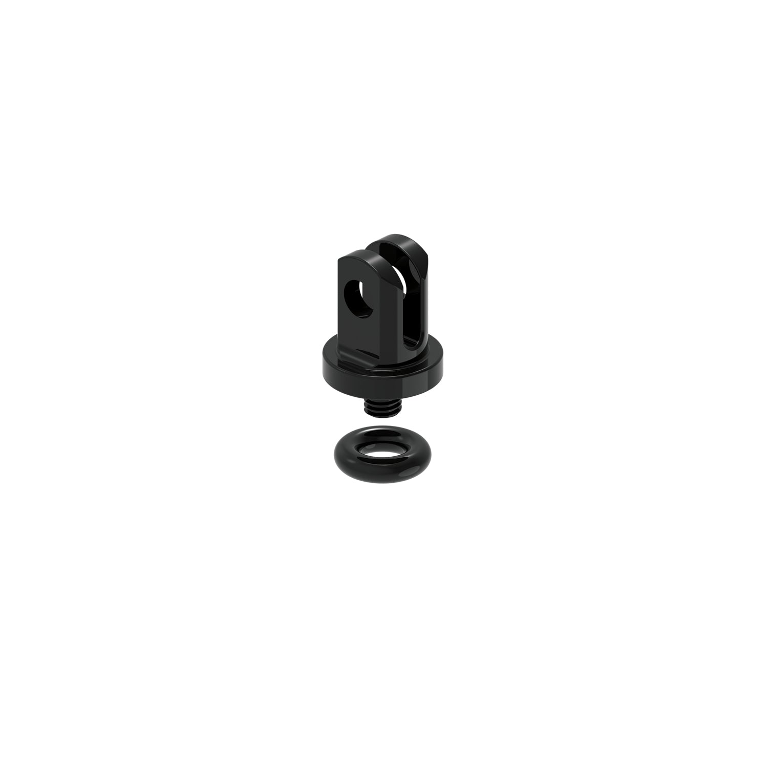 Black Lezyne GoPro LED adapter with mounting bracket and washer on white background