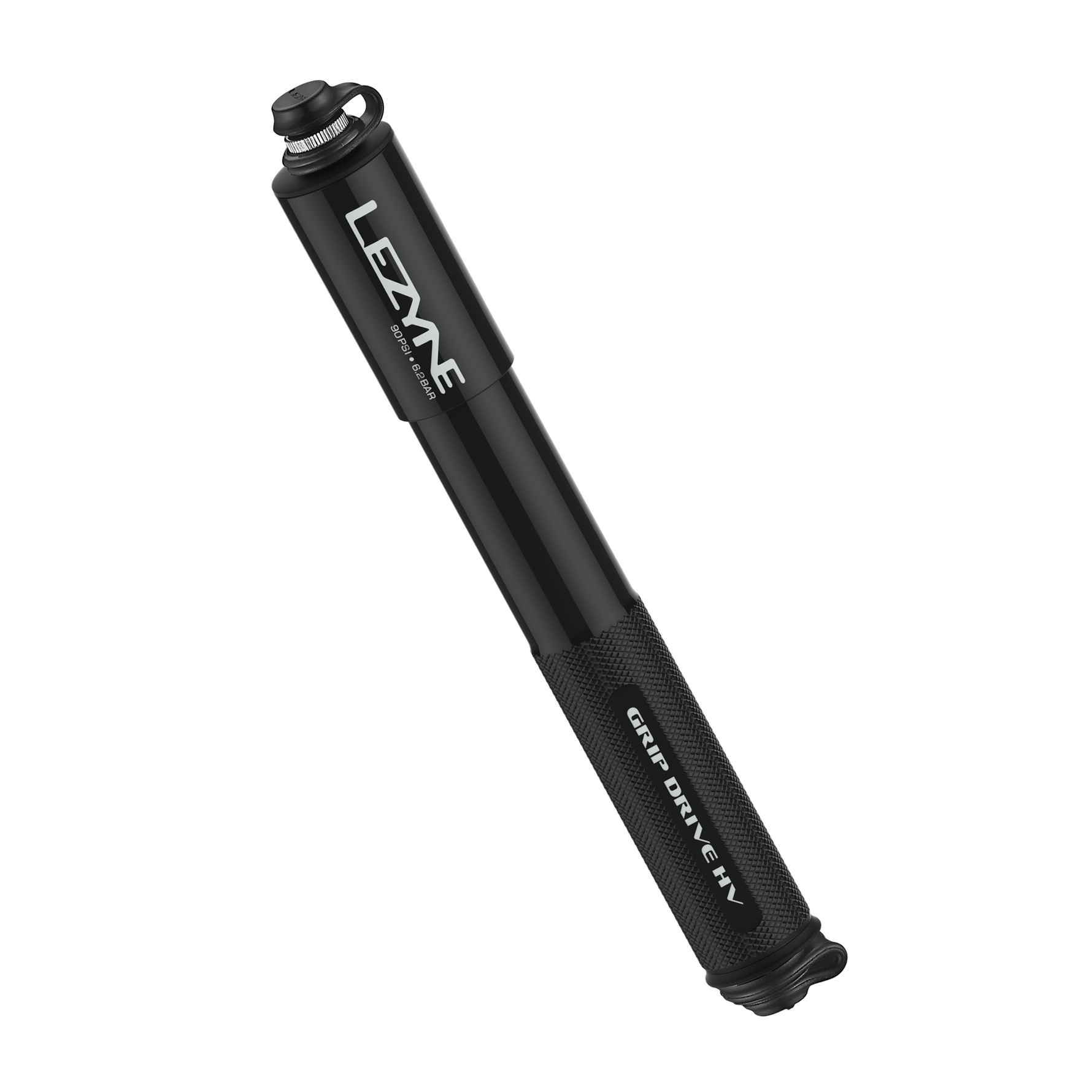 Lezyne Grip Drive HV-S black bicycle pump with textured grip handle