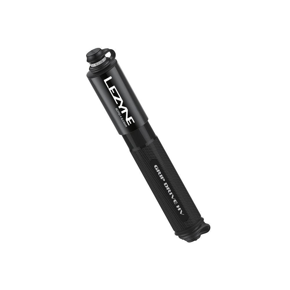Lezyne Grip Drive HV-S black bicycle pump with textured grip handle