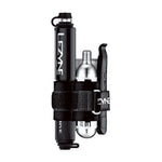 Lezyne Pocket Drive mini pump kit with CO2 cartridge and mounting strap in black