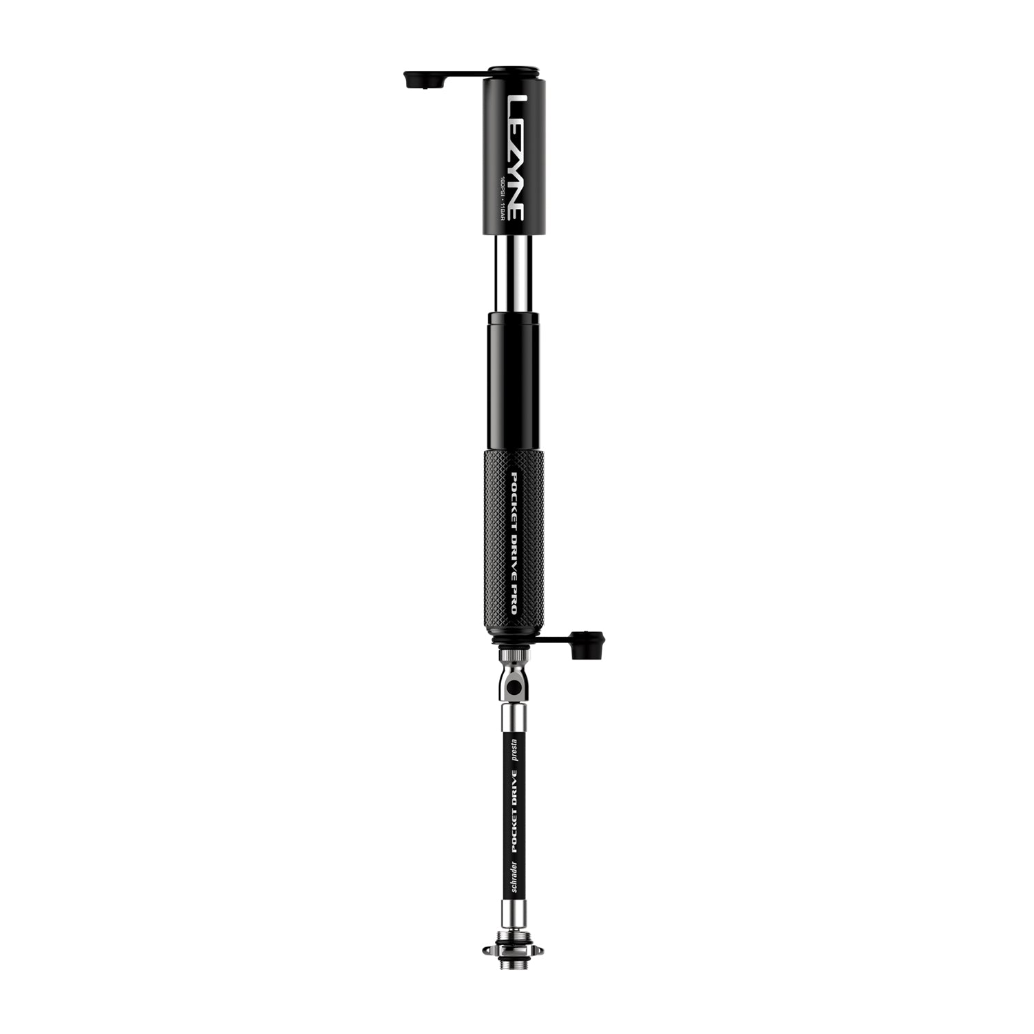 Lezyne Pocket Drive Pro HV Neo bicycle pump in black with metallic finish