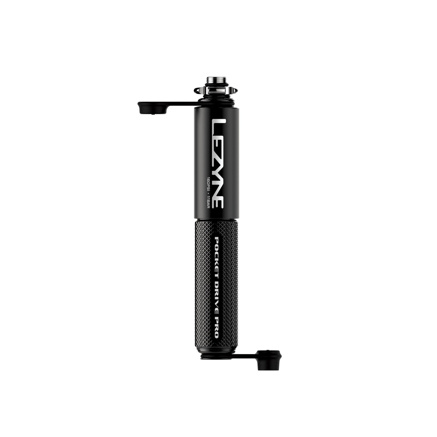 Lezyne Pocket Drive Pro bicycle pump in black metallic finish on white background