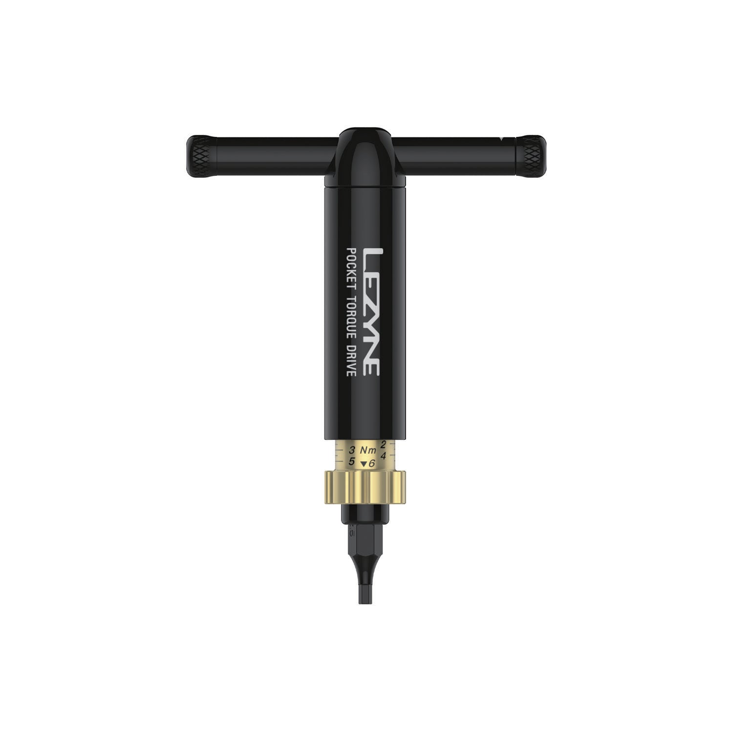 Lezyne Pocket Torque Drive in black with T-handle and brass torque adjustment collar