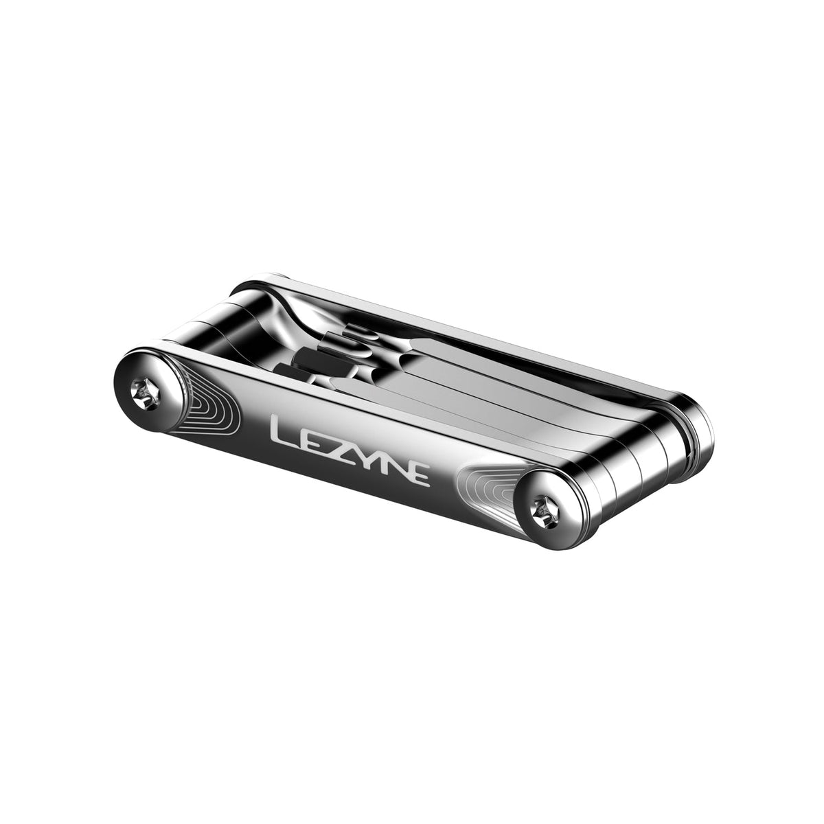 Lezyne SV Pro 7 Multi Tool in polished silver chrome finish, folded compact position