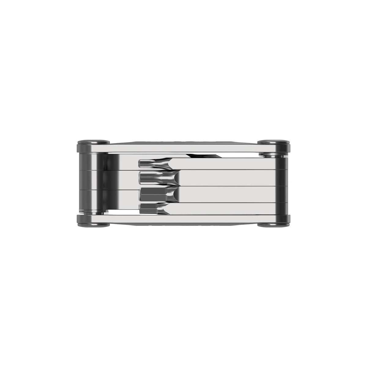 Lezyne SV Pro 7 Multi Tool in silver chrome finish with folded hex and screwdriver bits