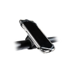 Lezyne Smart Grip Mount holding smartphone in clear protective case on black mount