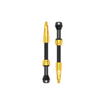 Two Lezyne CNC TLR tubeless valve stems in gold and black finish