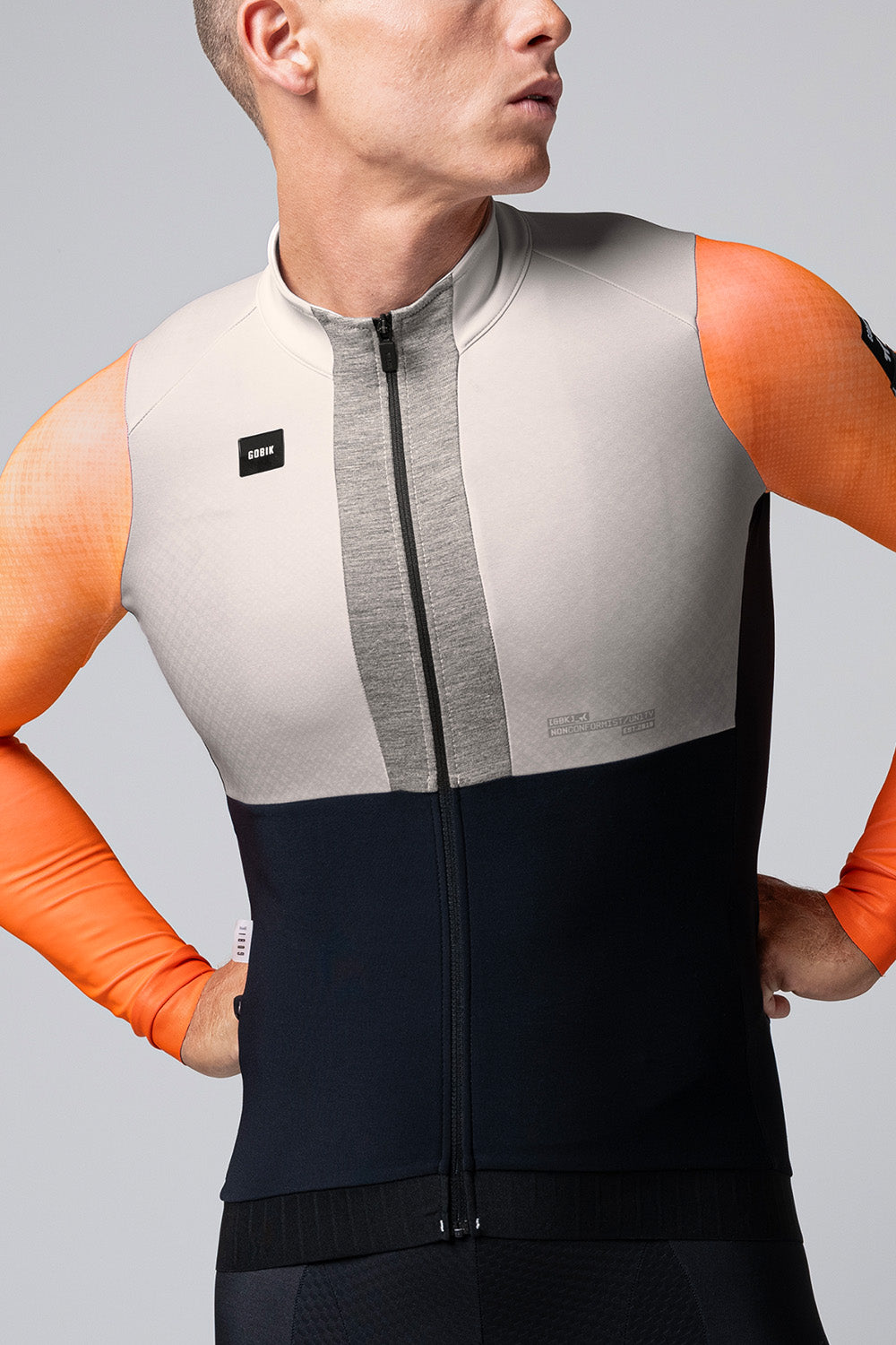 Gobik Hyder Blend long sleeve cycling jersey in Aurland colorway with zip front