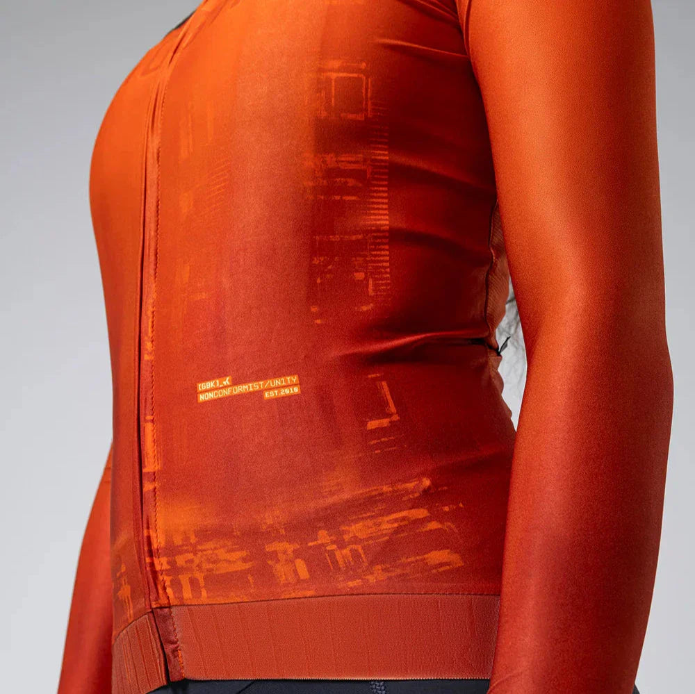 Gobik CX Pro 3.0 Long Sleeve Jersey in burnt orange with digital graphic print