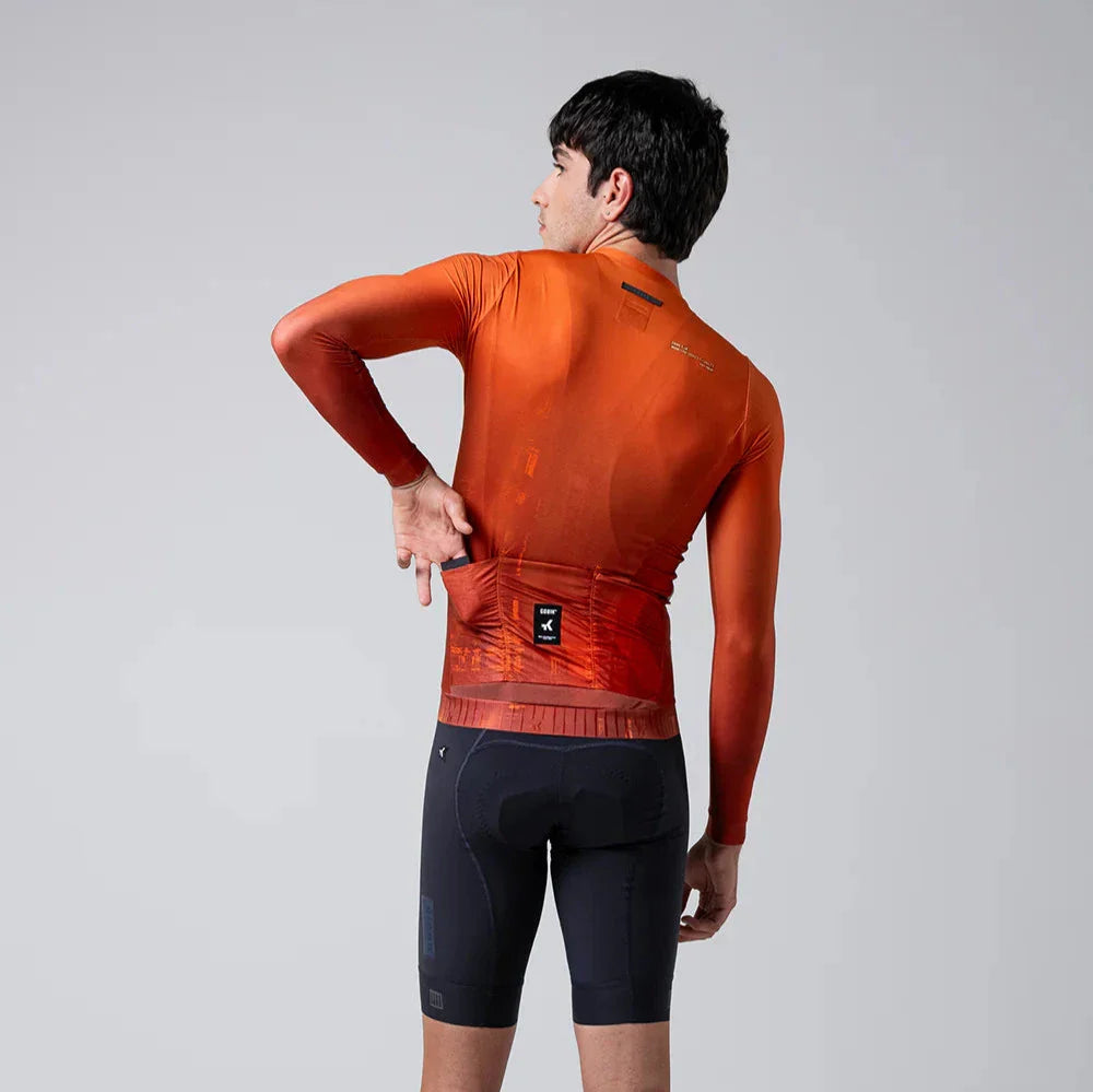 Gobik CX Pro 3.0 Long Sleeve Cycling Jersey in Burnt Orange - Front and Back View