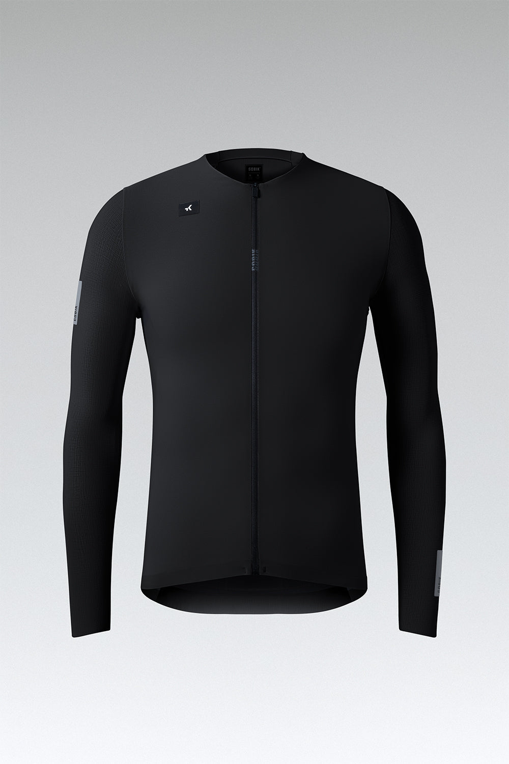 Gobik Avalon black long sleeve cycling jersey with full zip front