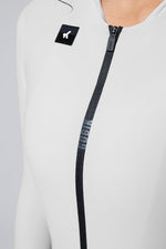 Gobik Avalon Ink long sleeve cycling jersey in oatmeal with dark zipper