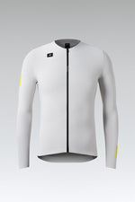 Gobik Avalon Ink long sleeve cycling jersey in oatmeal with yellow details
