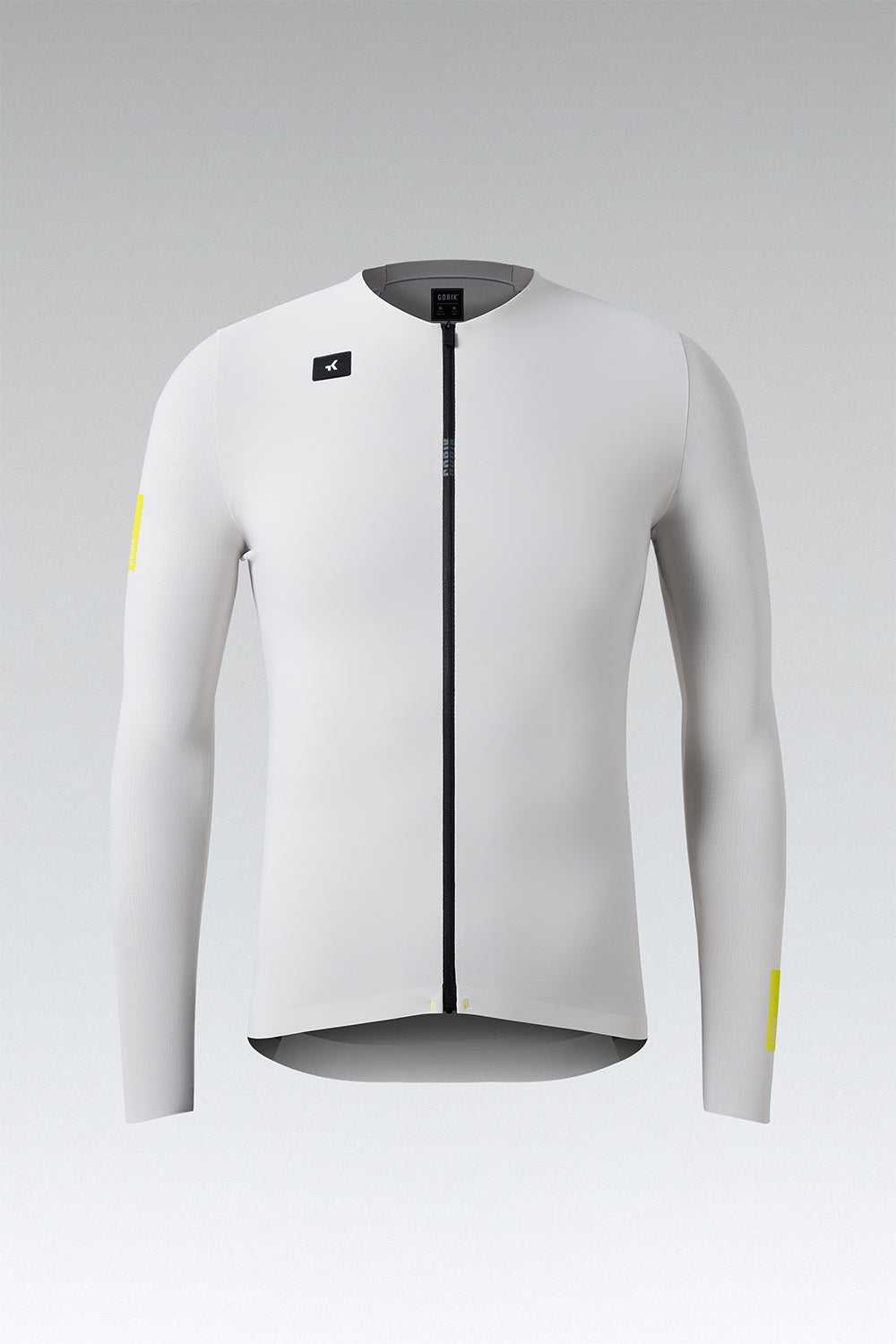 Gobik Avalon Ink long sleeve cycling jersey in oatmeal with yellow details