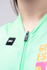Gobik CX Pro 4.0 cycling jersey in Blast neon green with branded zipper detail