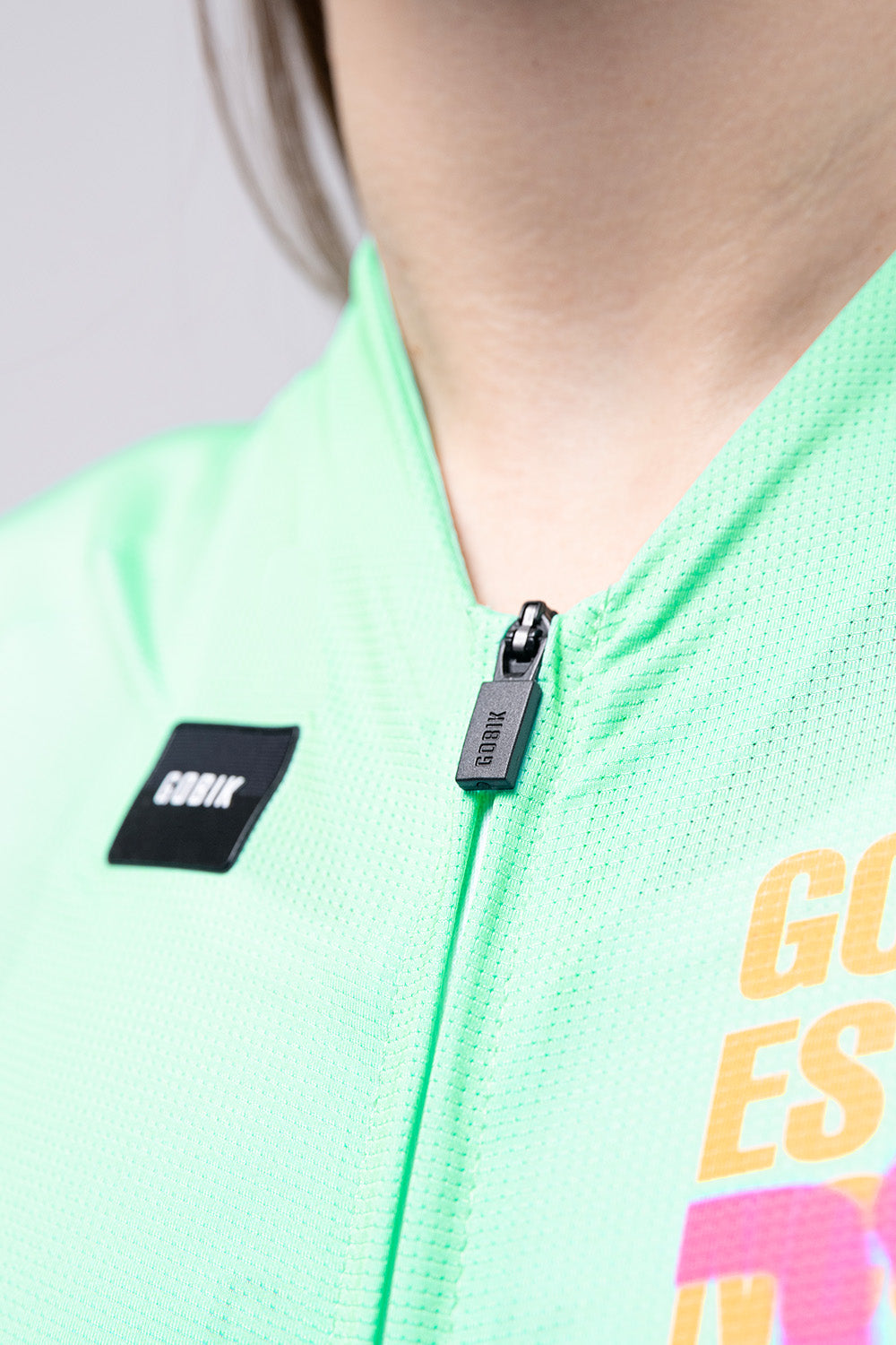 Gobik CX Pro 4.0 cycling jersey in Blast neon green with branded zipper detail