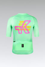 Gobik CX Pro 4.0 cycling jersey back view in Blast mint green with bold graphics