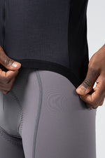 Gobik Vector 2.0 cycling vest in Crow black colorway showing technical fabric details