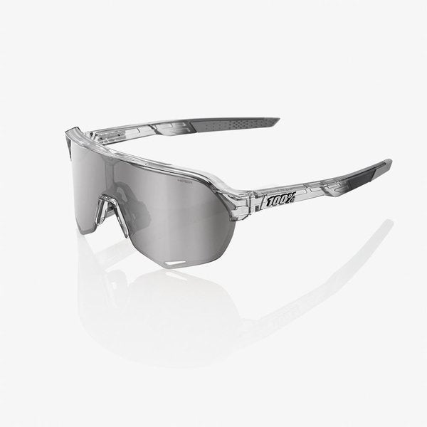 100% S2 sunglasses in polished translucent grey frame with silver mirror lens