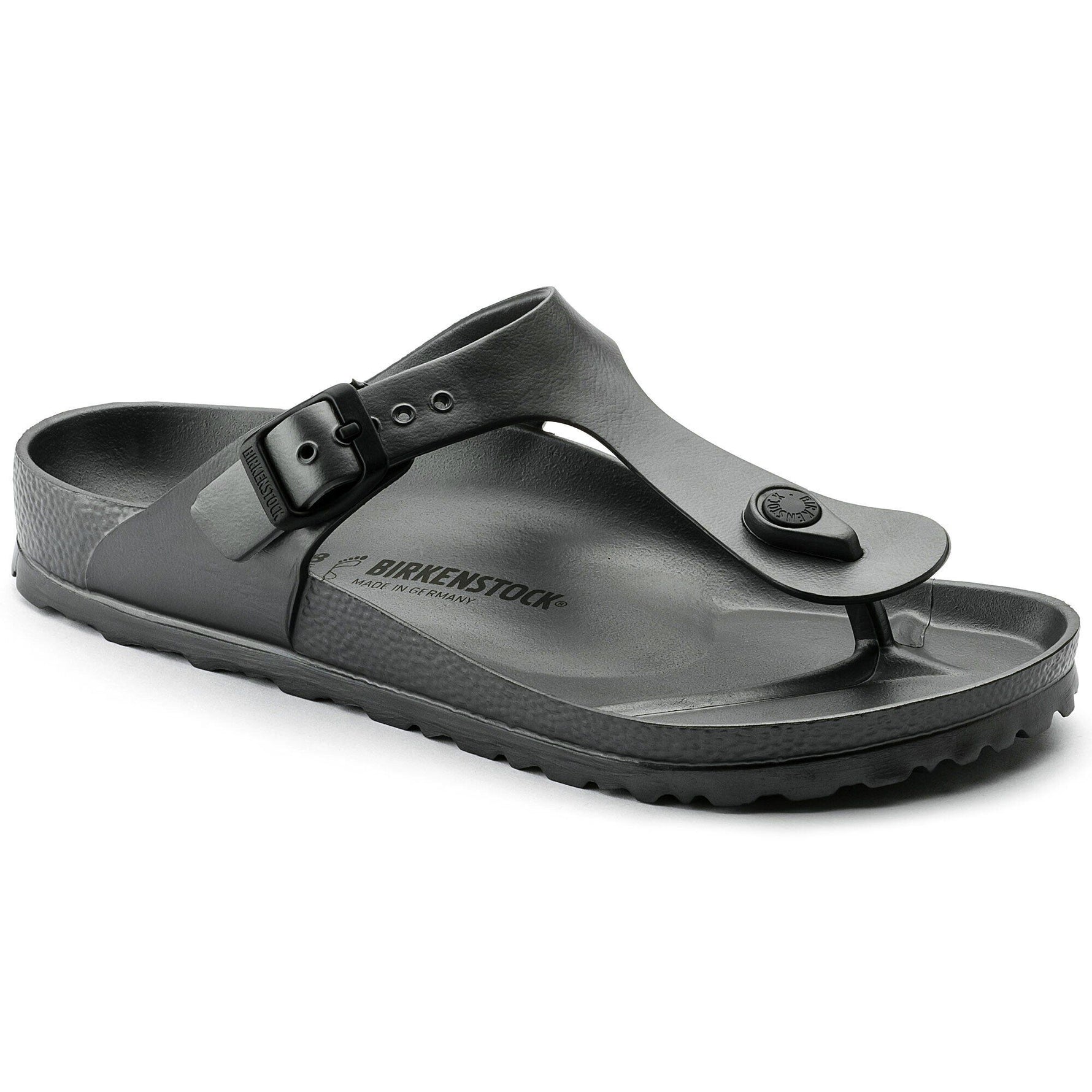 Birkenstock Gizeh EVA thong sandal in metallic anthracite with adjustable strap