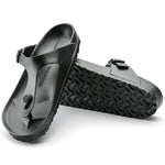 Birkenstock Gizeh EVA sandals in metallic anthracite showing top and sole view