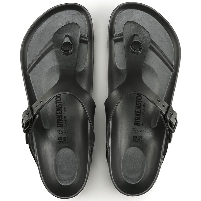 Birkenstock Gizeh EVA sandals in metallic anthracite with toe post and adjustable strap