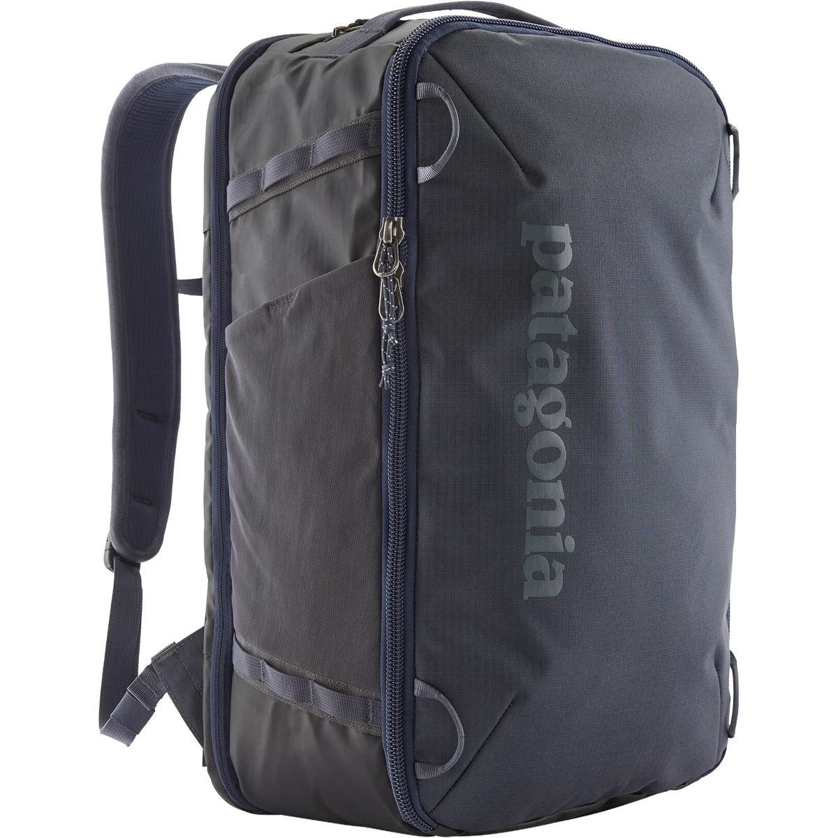 Patagonia Black Hole Mini MLC travel backpack in dark gray on white background