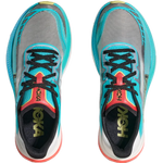 Hoka Cielo X1 2.0 running shoes in frost blue and coral colorway, top view